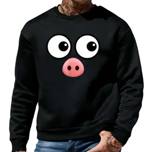 All-Season Long Sleeve Sweatshirt with Funny Pig-Face Design for Men and Women