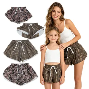 Mama & Mini Yoga Shorts Hunting Camo Style Comfortable Elastic Waistband for Yoga & Hunting Activities