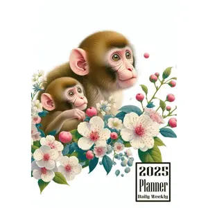 2025 Planner: Monkey Animal themed Cover Daily Weekly Diary 12 Month Calendar Vision board Schedule Organizer Goals Address Contact Notes Paperback – September 13, 2024
