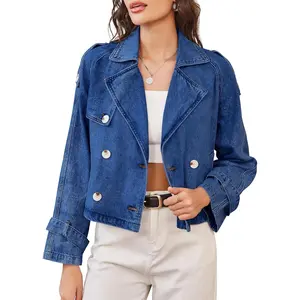 Jacket for Women Cropped Trench Coat Lightweight Casual Outerwear 2026 Trendy