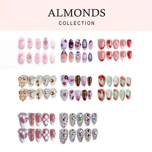 Zyla Long/Short Almond Handmade Press On Nails Reusable Salon Quality Long Lasting Glossy Design 10PCS easter summer