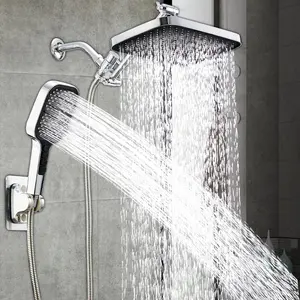 High-Pressure Rain Shower Head Combo, 11.02 Inch & 10.83 Inch Extensible Arms, 7 Spray Modes Handheld Sprayer, Complete Bathroom Accessory, Showerhead Combo