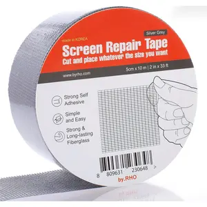 by.RHO Window Screen Repair Kit Tape, Gray, 2in x 33ft, Fiberglass Repair Kit for Window Screen and Screen Door Tears Holes. 3-Layer Strong Adhesive Waterproof Weatherproof Mesh Repair Variable Size