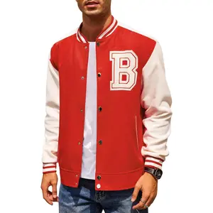 COOFANDY Men's Varsity Jacket Wool Blend Letterman Bomber Jacket Baseball Lightweight Jacket