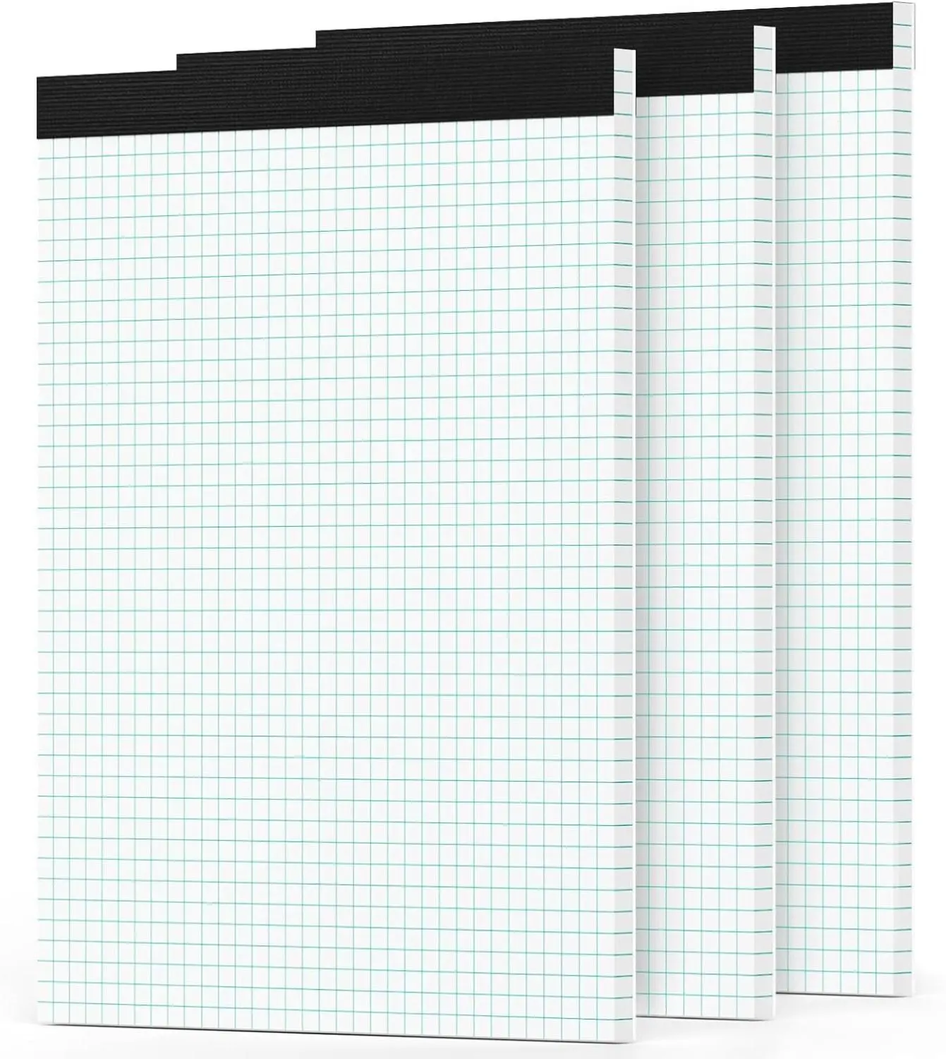 Graph Paper Pads 8.5 x 11, 3 Pack, 4x4 Blue Quad, Easy Tear Off, Cardboard Backing, 70 GSM, 30 Sheets/Pad, White Quadrille, Ideal for Notes & Drawings