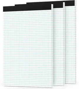 Graph Paper Pads 8.5 x 11, 3 Pack, 4x4 Blue Quad Graph Paper, Easy Tear Off, Cardboard Backing, 70 GSM Graft Paper, 30 Sheets/Pad, Ideal for Notes & Homework