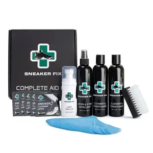 Sneaker Fix Complete Aid Kit - Includes Water & Stain Repellent, Cleaner & Conditioner, White Touch Up, and Cleaning Tools