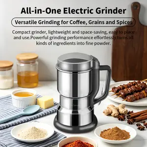 Electric Coffee Grinder Multifunctional Coffee Bean Spice Beans Vanilla Stainless Steel Mixer 300W High Power Crusher coffee grinder Electric Coffee Stainless Steel Measuring Pitcher with Lid Espresso Distribution Tool with Stand fast grind