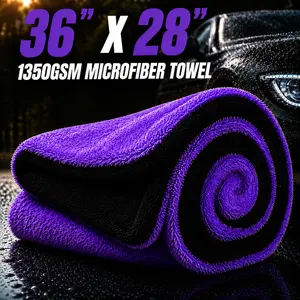 36''x28'' 1350GSM Double Twisted Loop Car Drying Towel, Ultra-Absorbent Microfiber Drying Towel for Automotive Detailing Vehicle Wash Kit Car Washing Supplies