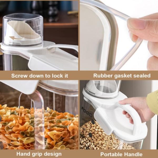 Airtight Food Storage Container with Pouring Spout Food Storage Organizer Dry Food Dispenser Canister for Cereal Rice Pasta Coffee Beans Transparent Body Easy Pour Spout Kitchen Organizer