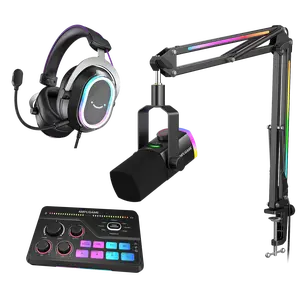 FIFINE Streaming & Gaming Ultimate Bundle Kit  AM8ProT Microphone Kit + SC8 Audio Mixer + H13 Headset