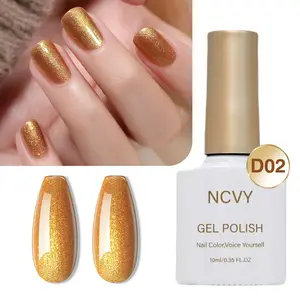 NCVY Gold Pearl Glitter Gel Nail Polish, 10ml/0.35oz Nail Polish, long-lasting formula with LED curing, salon quality, perfect for DIY at home, ideal gift for Valentine's Day and spring/summer, safe formula free of HEMA.