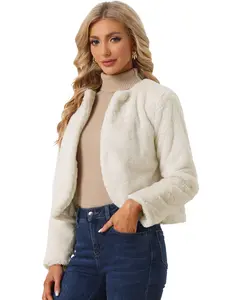 INSPIRE CHIC Formal Bolero Shrug Women's Cropped Faux Fur Jacket for Wedding Dresses