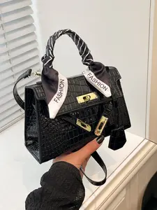 Women's Luxury Vintage Crocodile Pattern Scarf Handbag, High-End PU Small Square Bag, Commuter Versatile Shoulder Bag, 2026 New Crossbody Bag