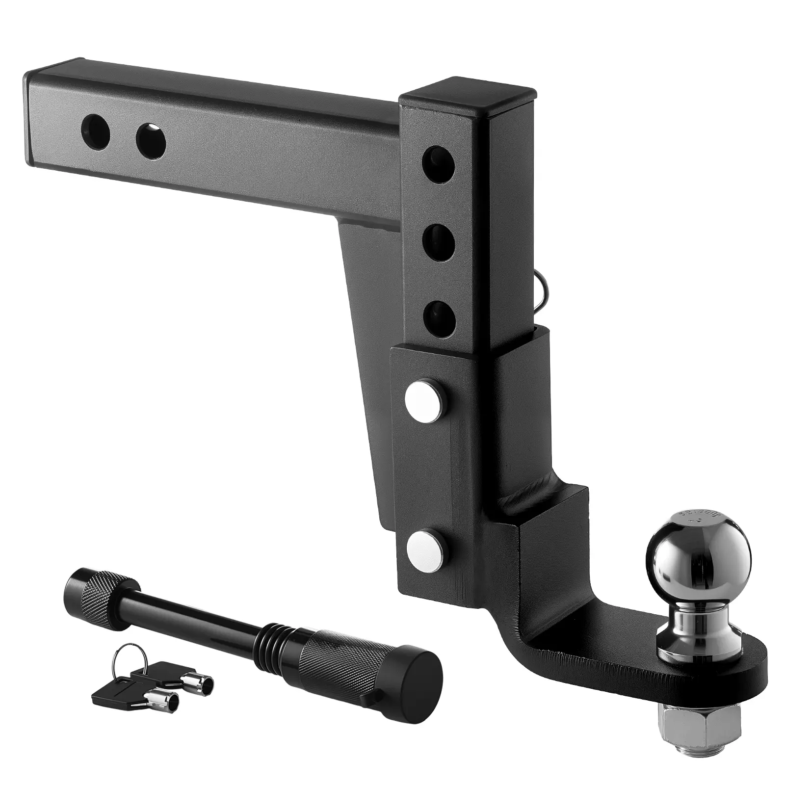 【summerfinds】VEVOR Heavy Duty Carbon Steel Powder Coated Trailer Hitch Ball Mount, 2-Inch Receiver Fit, Adjustable with Pin, 7500 lbs GTW, 9.5-Inch Drop, Ball Hitch for Trucks & RVs, Black