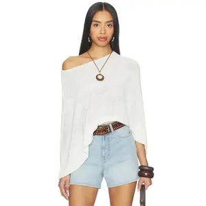 SNDYS Misty Knit Poncho in Off White