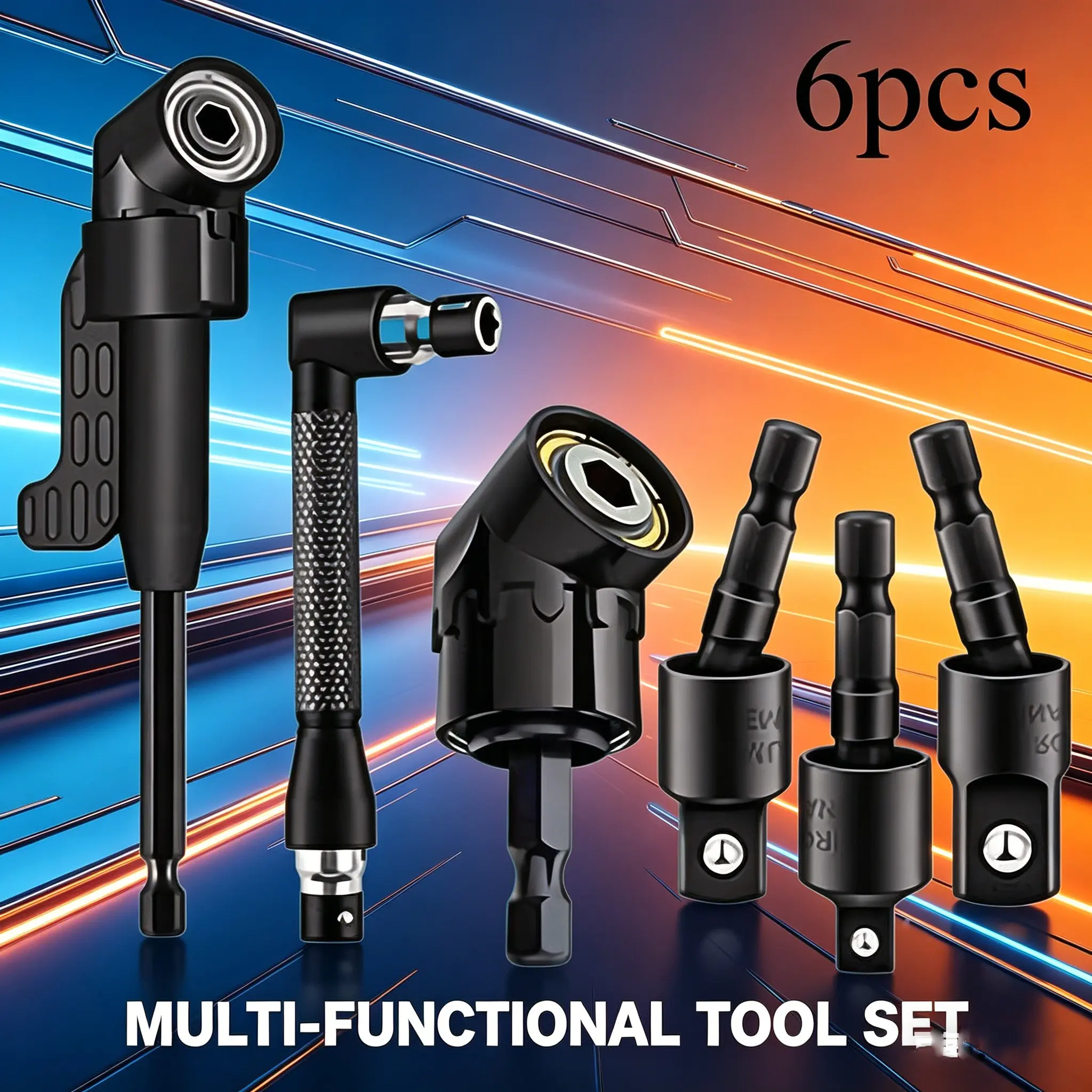 90° 105° Right Angle Drill Bit Set, Right Angle Drill Attachment, 6pcs Flexible Bendable Drill Extension, Rotatable Socket Adapter, Hex Shank Angled Bits, Universal Power Tool Accessories, Drill Bits Kit