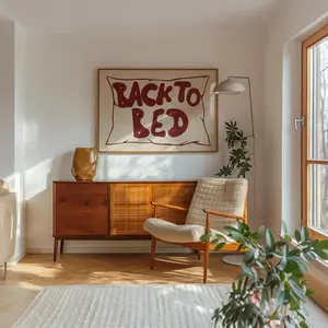 Back to Bed Mid Century Print Bauhaus Print, Trendy Bedroom Poster,Typography Print Sleep Poster