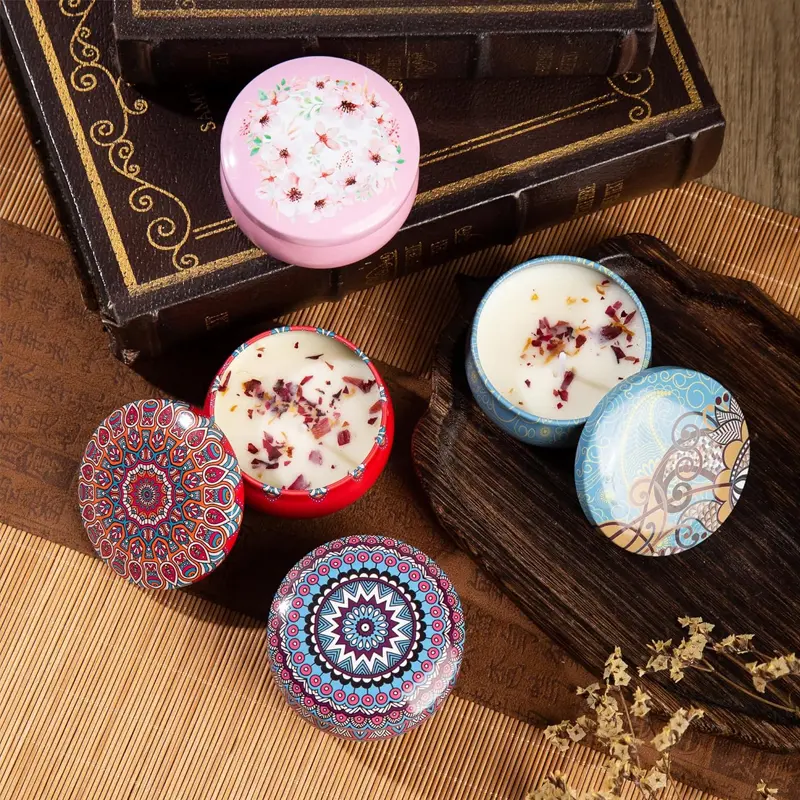 Relaxation 4 Pack Scented Candles, 3.7 oz Aromatherapy Candles for Home Scented, Natural Soy Candles with Floral Scents, Portable Small Jar Candle Set for Travel, Spa, Bath, Yoga, Home Decor Candle Flower Fragrance Ornaments Soybean Wax Soothing summervib