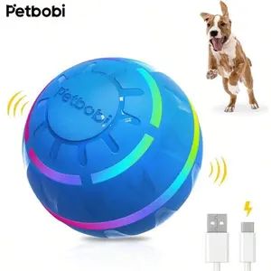 Active Rolling Ball For Dogs Interactive Dog Ball With LED Flash Light, Include Self Moving Toys For Medium Large Dogs To Chase And Self Play, USB Rechargeable