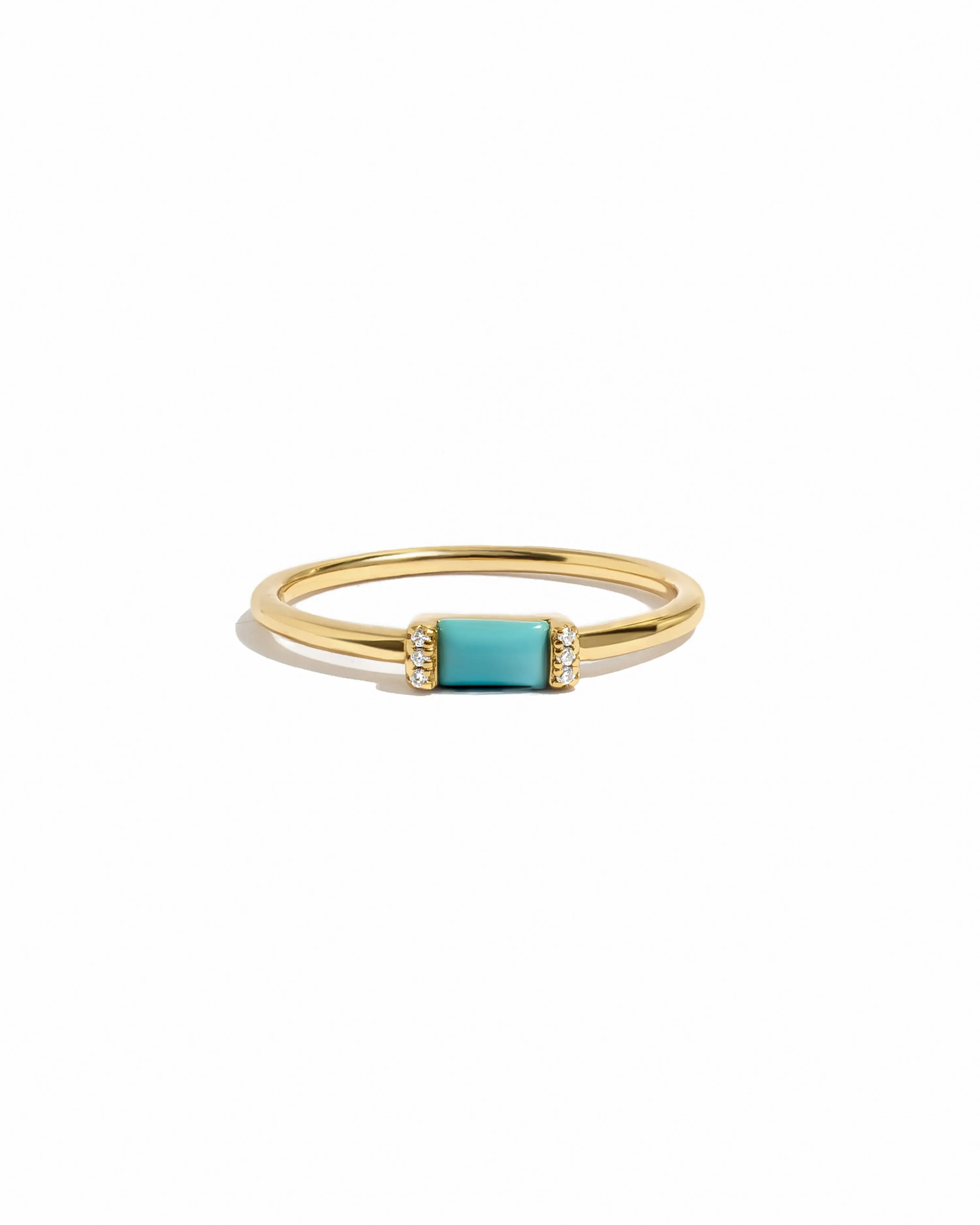 Sami Jewels Turquoise Baguette Ring for Women, 925 Sterling Silver, 14K Gold Plated, Cubic Zirconia Promise Ring, Dainty Stackable Band, Minimalist Everyday Jewelry, 925 Stamped