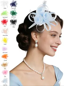 Women's Elegant All-Seasons Party Hat, Mesh Design Tea Party & Halloween Accessory, Versatile Headwear with Clips, Perfect for Any Occasion