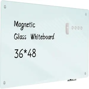 Glass Whiteboard - Glass Dry Erase Board 48"x36" Large Frameless Board for Walls Office School and