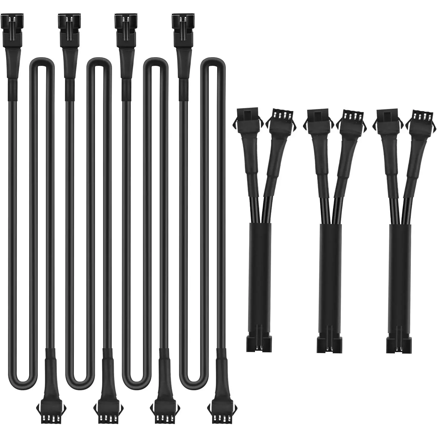 Nilight Automotive 4PIN Extension Cable Kit - 4PCS 2ft Pure Copper Wires, 3PCS 2-Way Splitters, PVC Housing, Plug-and-Play Snap-On Design, Waterproof, Dustproof for Motorbikes, Vehicle Rock Lights, Pure Copper Wire