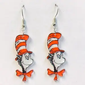 Cat in high hat earrings