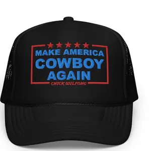 Make America Great Again Foam Trucker Hat - Black Mesh Cap with Red Blue Text Design for Stylish Wear