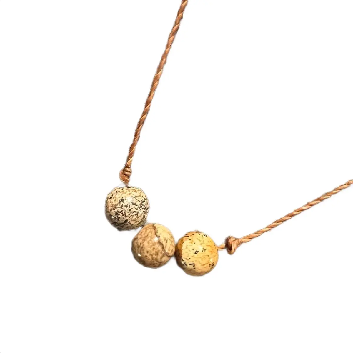Brown Earth tone Waterproof beaded rope necklace with Puka shell