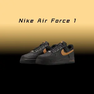 Nike Air Force 1 Leather Cushioning Low Top Skateboard Shoes Men's Black Comfortable & Stylish-HQ2037-003