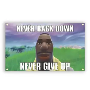 Never Back Down Flag, 2x3ft/3x5ft Polyester Banner, Outdoor Banners, Multi-Purpose Indoor Decor, Ideal for Home Decoration, Dorm Room Decor, Bedroom Decor, Living Room Decor