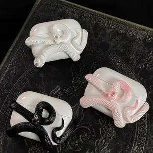 Winding Snake Resin Shell For Airpods 4 Case Cover For Airpods 4/3/Pro/Pro 2 Earphone Custom decoration AirPods Pro Case