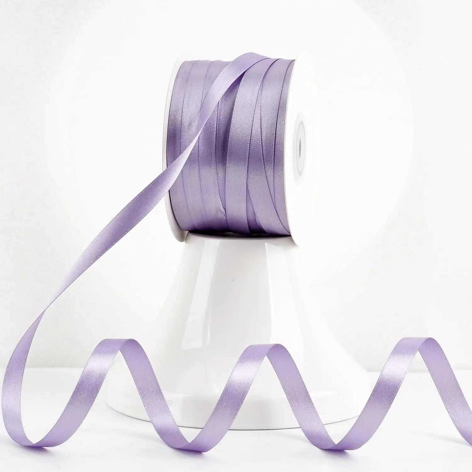 Satin Lavender Ribbon 3/8 Inch Lux Double Sided Lilac Satin 100 Yards Roll Thin Purple Ribbon for  Wrapping, Party , Birthday,  Shower, Wedding, DIY Crafts, Festival Supplies