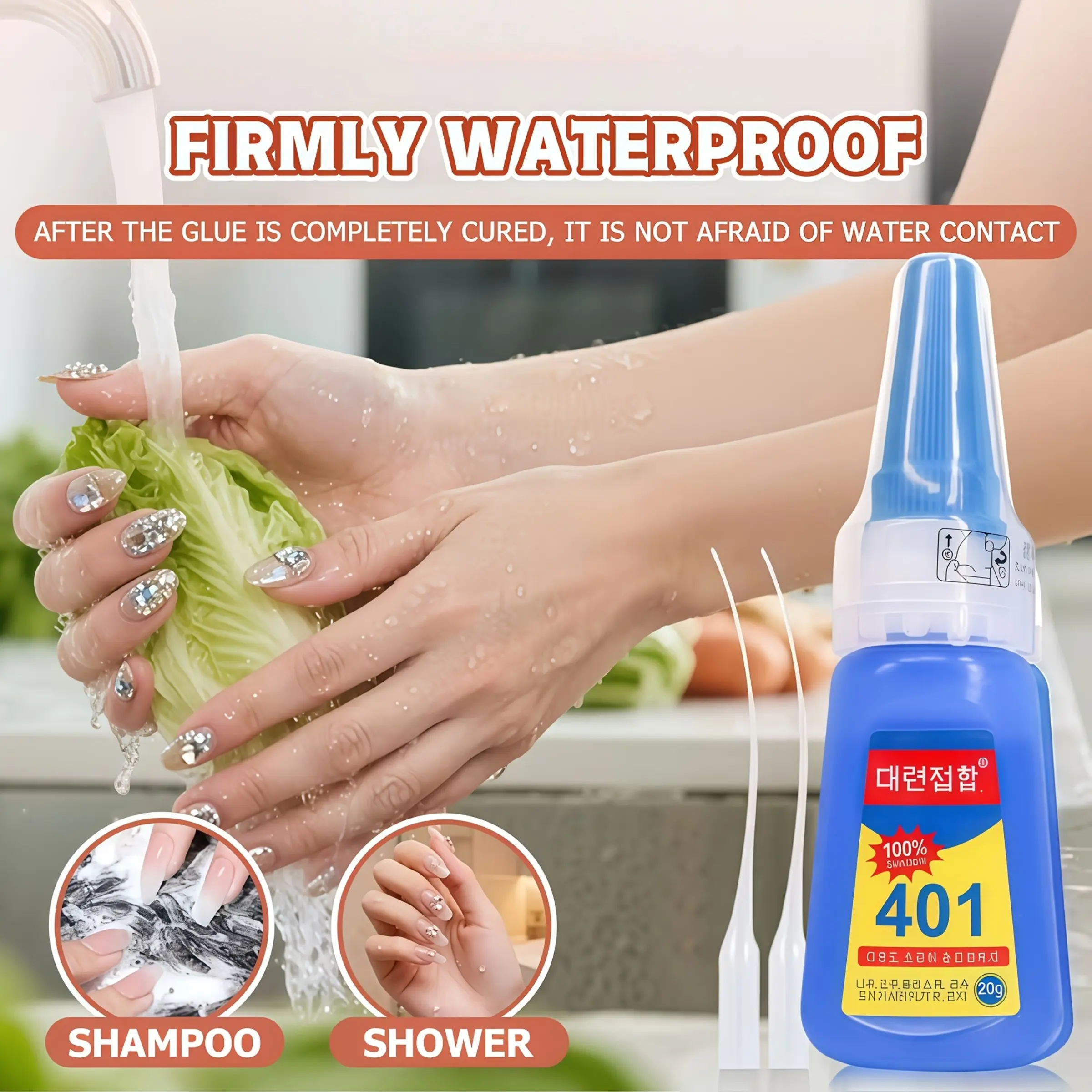 401 Nail Glue High-Speed Adhesive, 3-Second Quick Dry, Essential for Nail Artists and Beauty Lovers, Transparent Gel, Nail Art Supplies