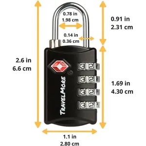 5 Pack TSA Luggage Locks with 4 Digit Combination – Heavy Duty Set Your Own Padlocks for Travel, Baggage, Suitcases & Backpacks - Black