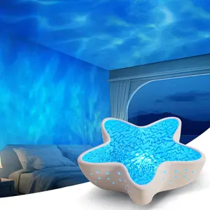 Northern Lights Projector Lamp, Aurora Projector Lamp, Galaxy Star Projector Light, Ceiling Projection Lamp, 7 Color 3D Ocean Wave Water Ripple Starfish Night Light for Bedroom Living Room Decor, Romantic Gift