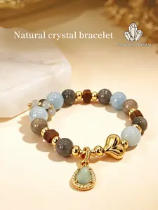 Natural Aquamarine Jade Gourd Pendant Exquisite BraceletMainly brings wealth and stability, soothes the mind and purifies, can balance the five elements and harmonize the surrounding aura: Handcrafted stringing, unique stacking wear / Niche fashion, eye