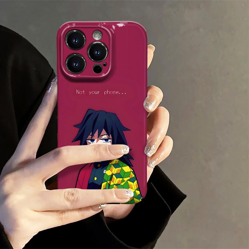 Creativity Giyuu Liquid Silicone Case for iPhone 11-16 Pro Max, Full-Print Anime Design, Fade-Resistant & Shockproof | Perfect for Kimetsu Fans