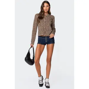 Zipped Up Denim Micro Shorts