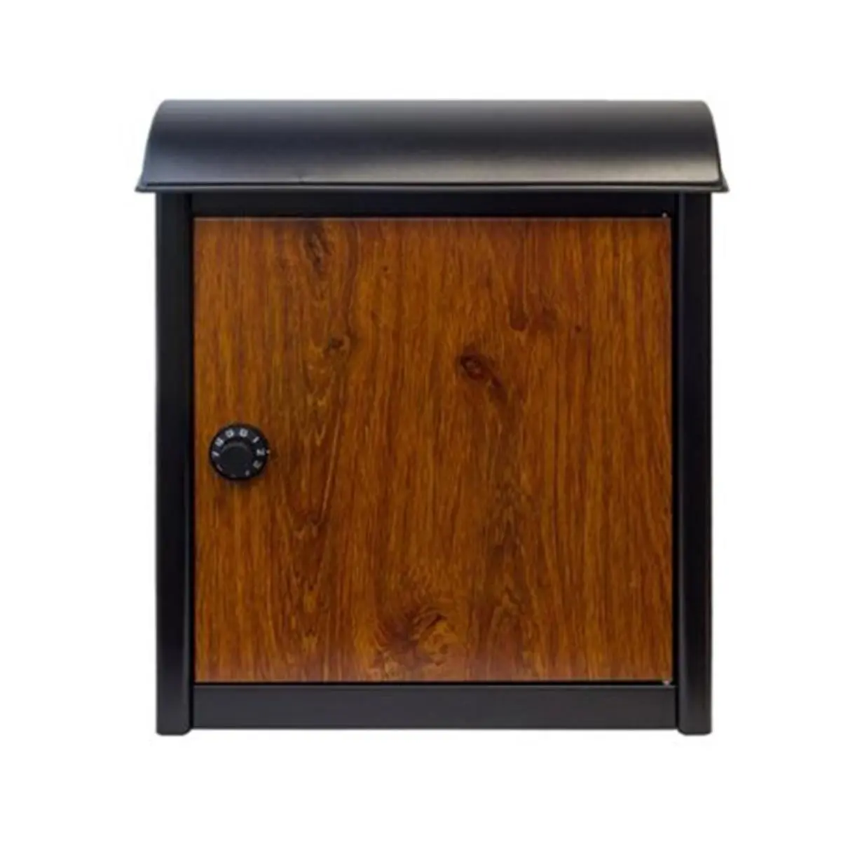 212 MAIN QualArc Leece Wall-Mounted Mailbox - Black, Wood Door, Combo Lock, Wooden Construction