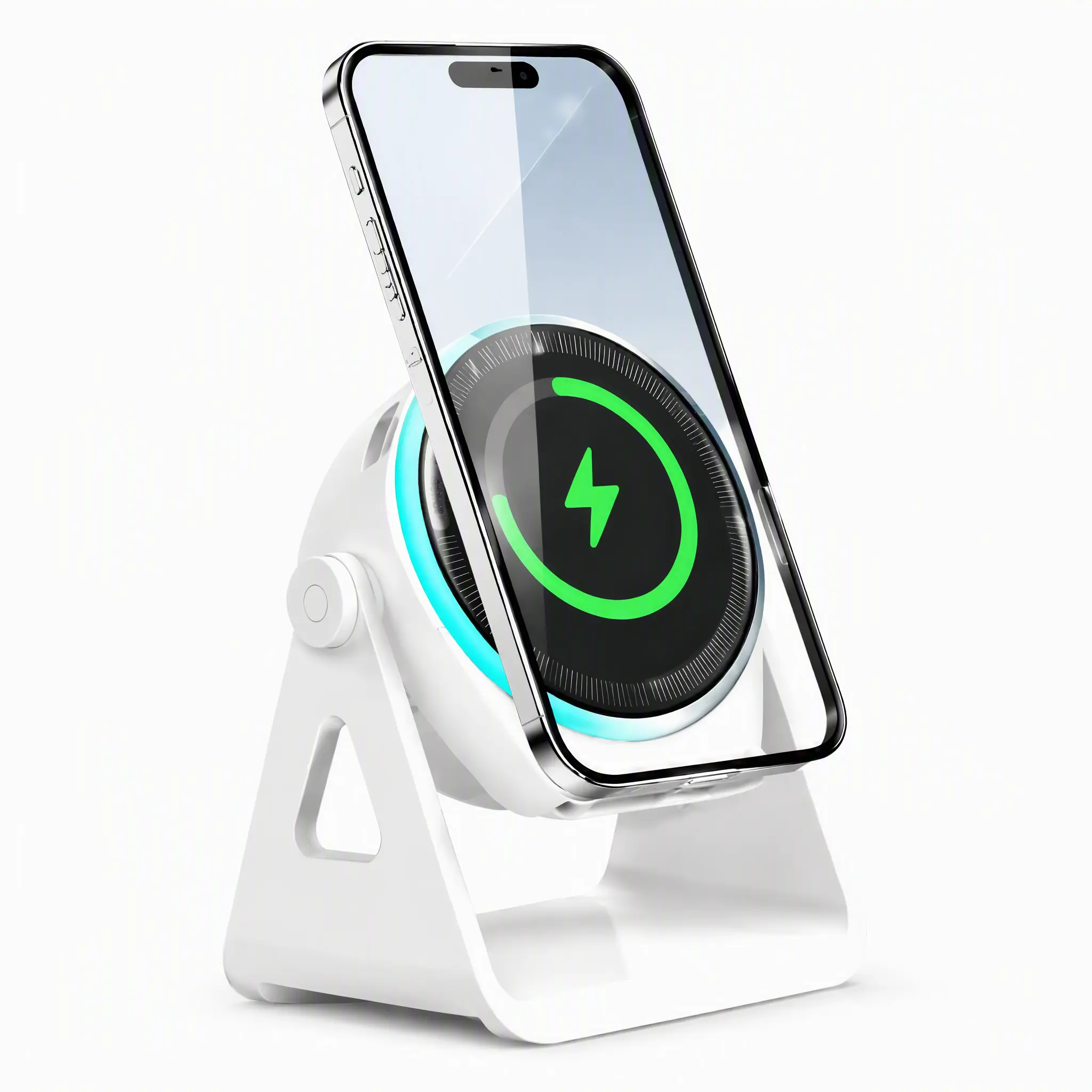 4-in-1 Wireless Induction Audio & Bluetooth Speaker with SmartPhone Holder, 800mAh Rechargeable Emergency Power Bank, RGB Ambient Light, Portable 360° Adjustable Mobile Tablet Stand– Gifts for Friends, Family,Compatible with iPhone/iPad/Android Devices