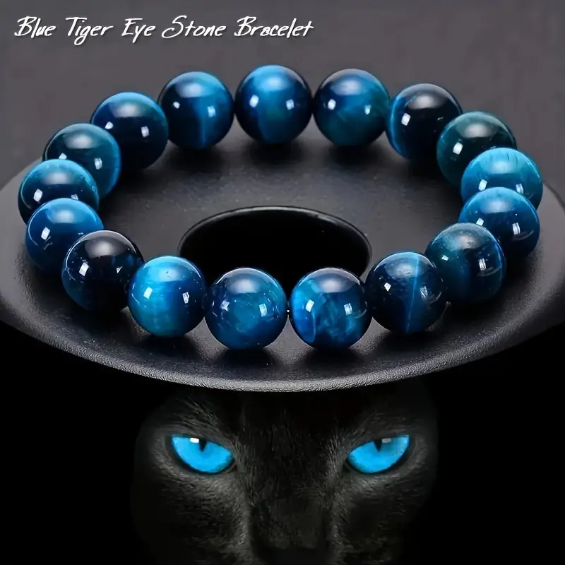 Blue Tiger Eye Stone Beaded Bracelet, Fashionable Couple Bracelet, Elegant Birthday Gift For Friends And Family 8mm 10mm