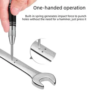 Automatic Center Punch Tool, Spring Loaded Impact Hole Punch for Metal & Wood, Heavy-Duty Marking Drilling Starter, DIY Enthusiasts & Professionals, Hand Tools