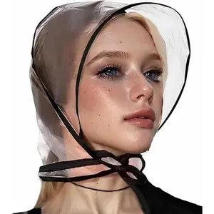 2 Pcs Women's Rain Bonnet with Visor Clear Waterproof Rain Bonnet Plastic Rain Hat for Women (Extra Thick)