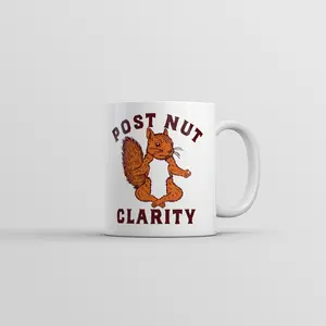 Post Nut Clarity Mug Funny Sarcastic Squirrel Graphic Novelty Coffee Cup - 11oz Funny Coffee Mugs Ceramic Printed Drinkware Cup