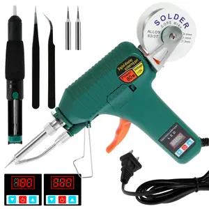 1 Set Soldering Gun Kit, 80W 180-520°C Adjustable Temperature Corded Electric Welding Tool with Digital Display - Internal Heat Solder Gun for Circuit Board, Computer, Electronic Repair, Includes Welding Wire & Tweezers