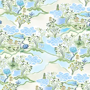 Scalloped Square Game Table Topper - Blue Pagoda