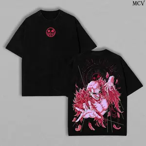 Donquixote Doflamingo T-Shirt, Washed Vintage One Piece Tee, Menswear Top Underwear Heavy Cotton Shirt, Double Printed Unisex Oversize Anime Manga Streetwear